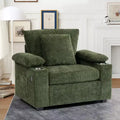 Modern Oversized Chair with Ottoman, Chenille Fabric Accent Chair Comfy Sofa Bed with Cup Holders and USB Ports - ModernLuxe