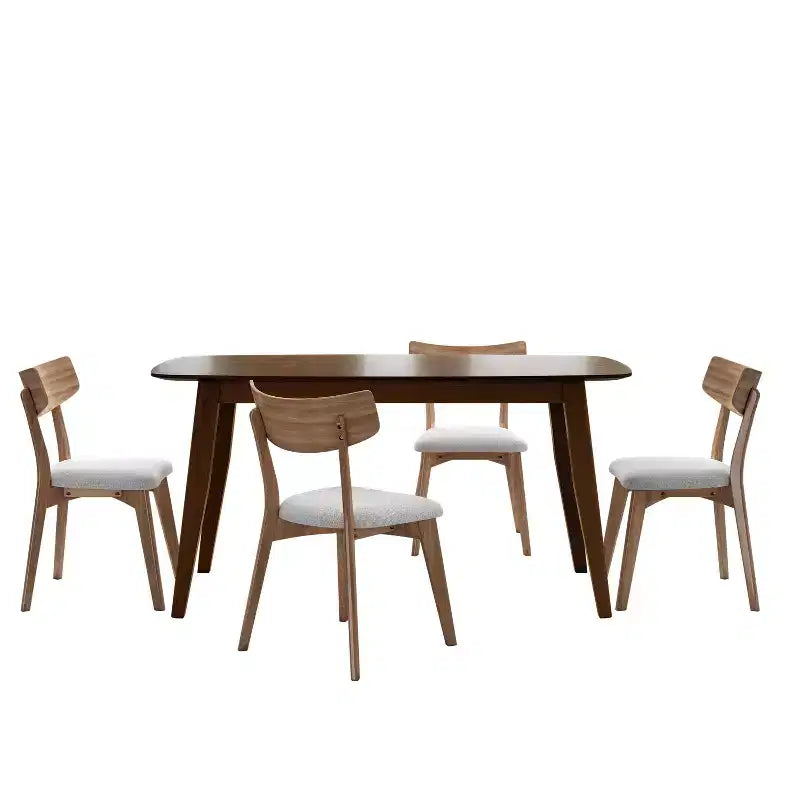 Set da pranzo Christopher Knight Home Shania 5 pezzi in stile moderno di metà secolo in legno di gomma imbottito