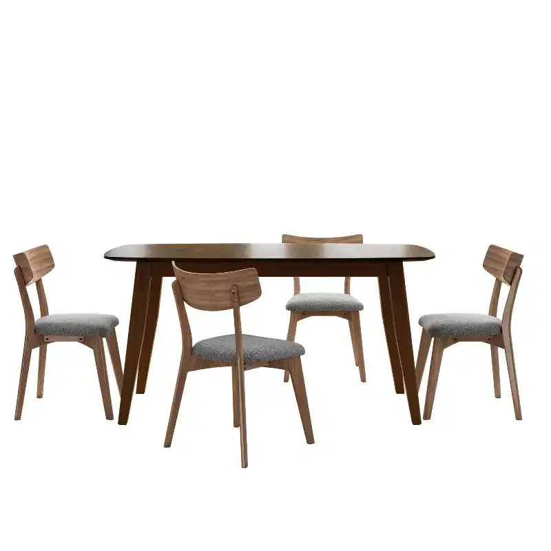 Set da pranzo Christopher Knight Home Shania 5 pezzi in stile moderno di metà secolo in legno di gomma imbottito
