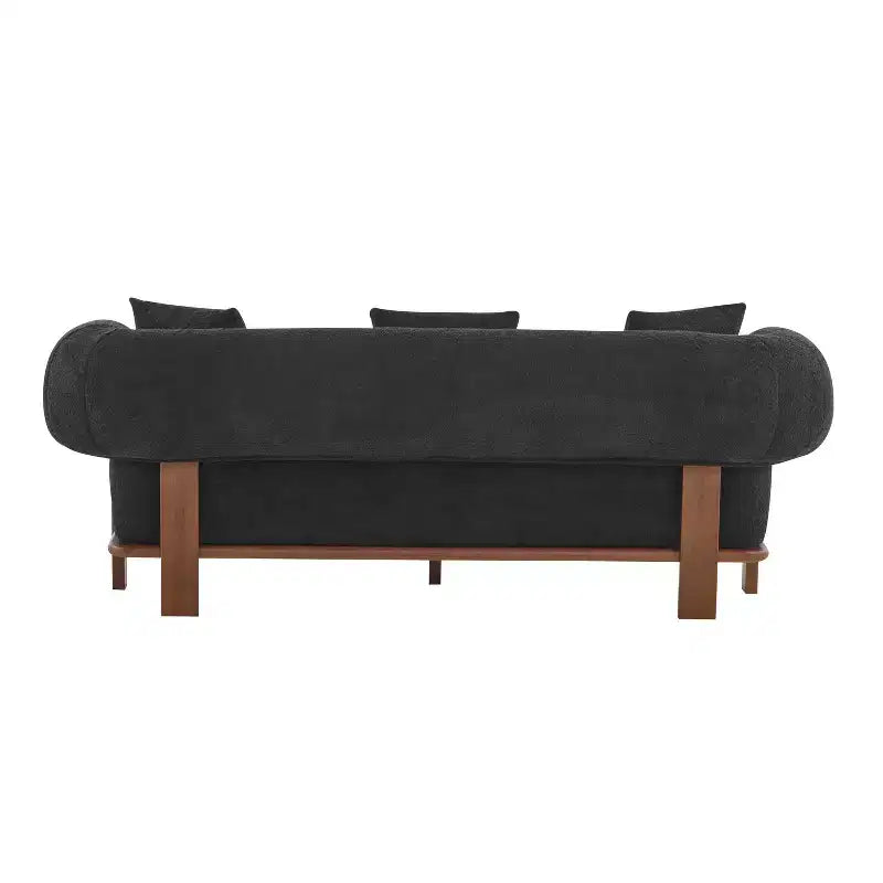 Christopher Knight Home Tadg 82 Rubberwood Boucle Upholstered 3 Seater Curved Sofa with Pillows (Set of 2)