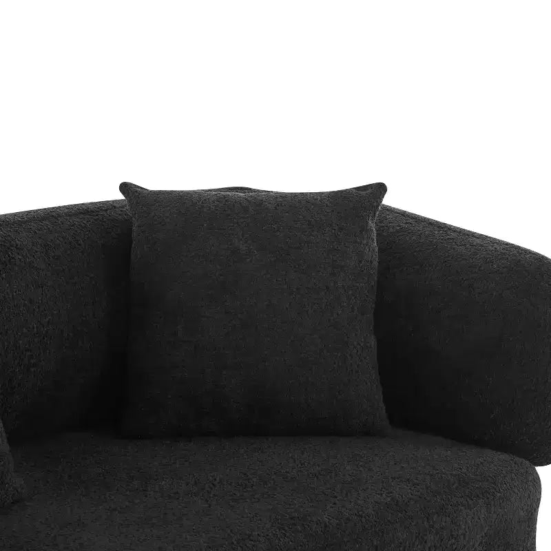 Christopher Knight Home Tadg 82 Rubberwood Boucle Upholstered 3 Seater Curved Sofa with Pillows (Set of 2)