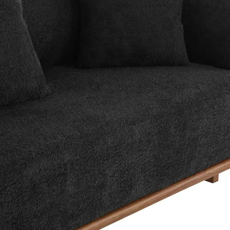 Christopher Knight Home Tadg 82 Rubberwood Boucle Upholstered 3 Seater Curved Sofa with Pillows (Set of 2)