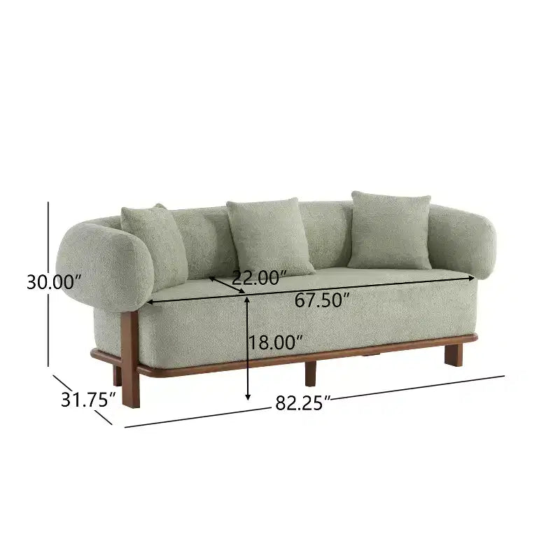 Christopher Knight Home Tadg 82 Rubberwood Boucle Upholstered 3 Seater Curved Sofa with Pillows (Set of 2)