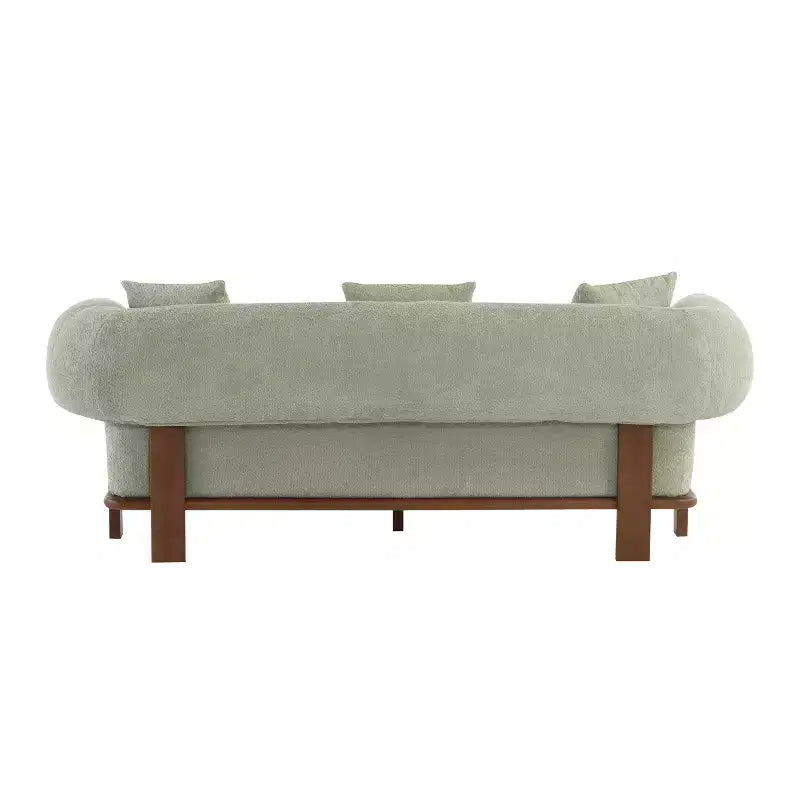 Christopher Knight Home Tadg 82 Rubberwood Boucle Upholstered 3 Seater Curved Sofa with Pillows (Set of 2)