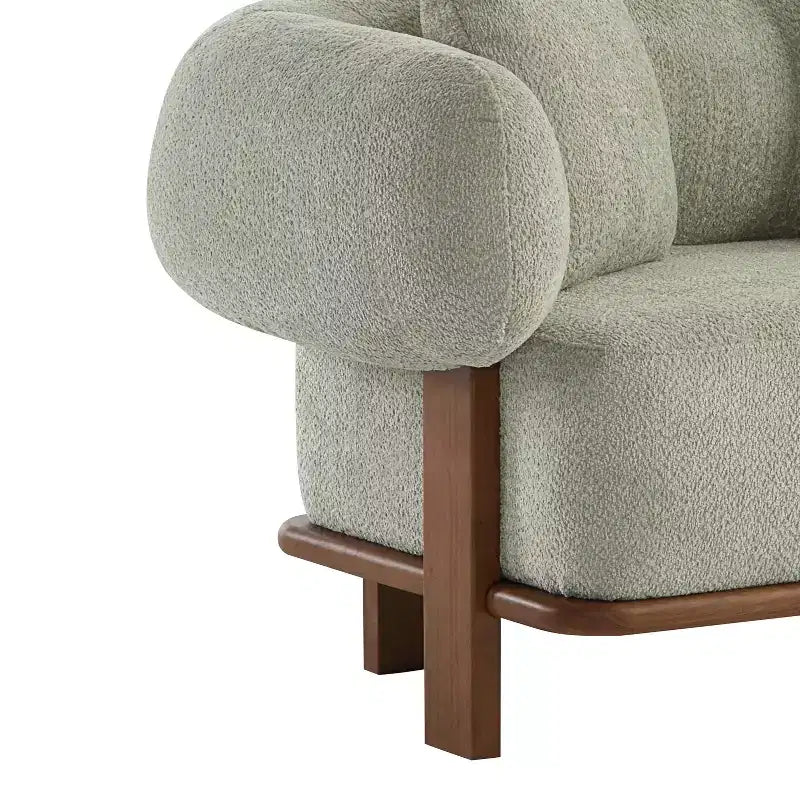 Christopher Knight Home Tadg 82 Rubberwood Boucle Upholstered 3 Seater Curved Sofa with Pillows (Set of 2)