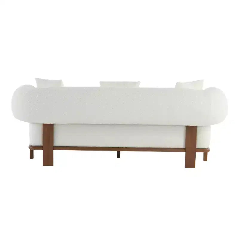 Christopher Knight Home Tadg 82 Rubberwood Boucle Upholstered 3 Seater Curved Sofa with Pillows (Set of 2)