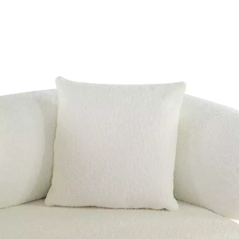 Christopher Knight Home Tadg 82 Rubberwood Boucle Upholstered 3 Seater Curved Sofa with Pillows (Set of 2)