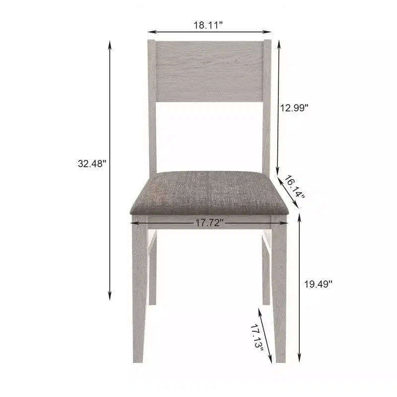 Set da pranzo VECELO stile rustico da 5 pezzi per 4 persone, tavolo quadrato in legno di gomma e 4 sedie da pranzo imbottite, grigio