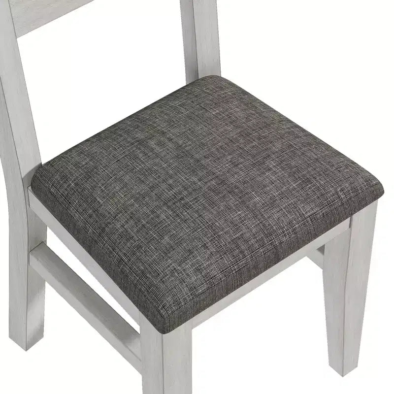 Set da pranzo VECELO stile rustico da 5 pezzi per 4 persone, tavolo quadrato in legno di gomma e 4 sedie da pranzo imbottite, grigio