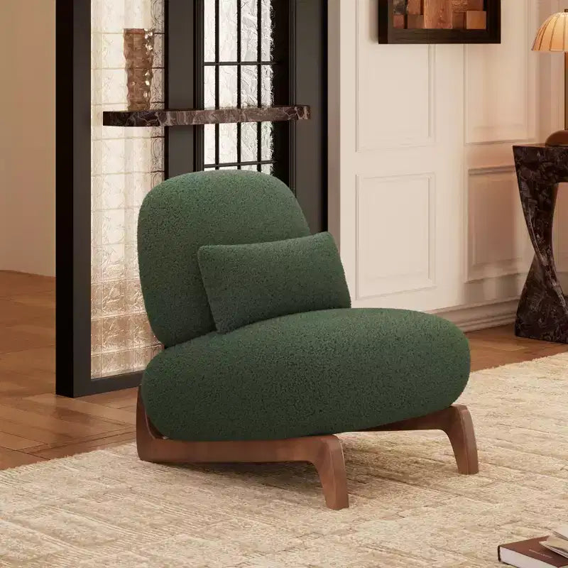 Moderne bankstel van boucléstof - 1 bank en 2 stoelen met slanke houten poten voor de woonkamer of het thuiskantoor - Morden Fort