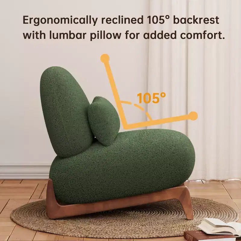 Moderne bankstel van boucléstof - 1 bank en 2 stoelen met slanke houten poten voor de woonkamer of het thuiskantoor - Morden Fort