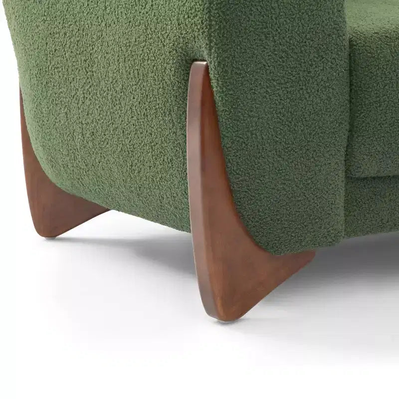 Moderne bankstel van boucléstof - 1 bank en 2 stoelen met slanke houten poten voor de woonkamer of het thuiskantoor - Morden Fort