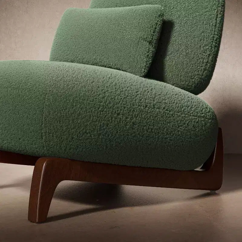 Moderne bankstel van boucléstof - 1 bank en 2 stoelen met slanke houten poten voor de woonkamer of het thuiskantoor - Morden Fort