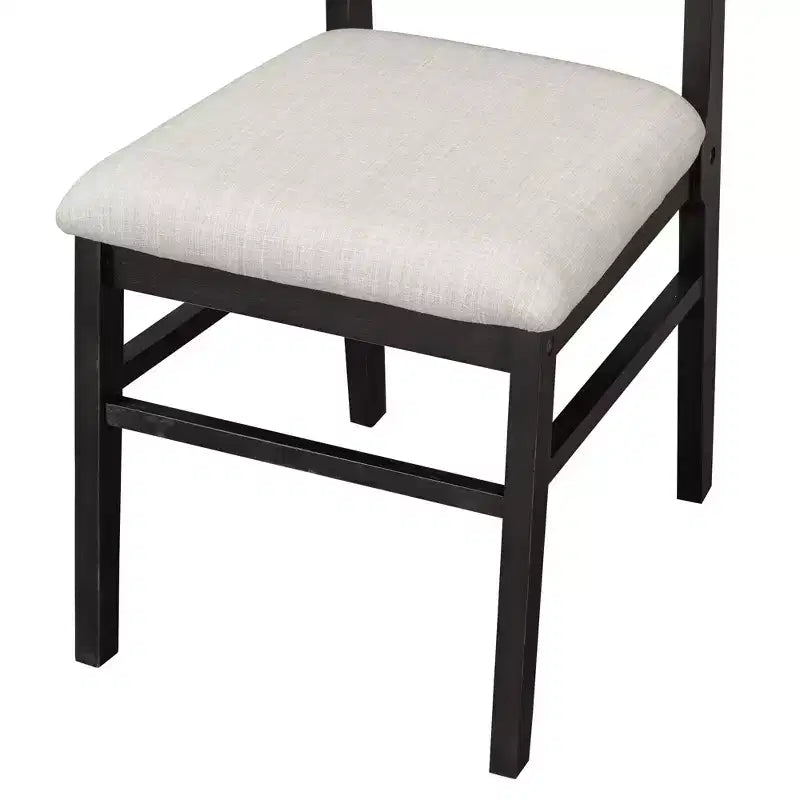 Set da Pranzo 6 Pezzi Tavolo da Pranzo Set Tavolo da Cucina con Sedie Imbottite e Panchina, Stile Rustico Fattoria, Naturale/Espresso-ModernLuxe