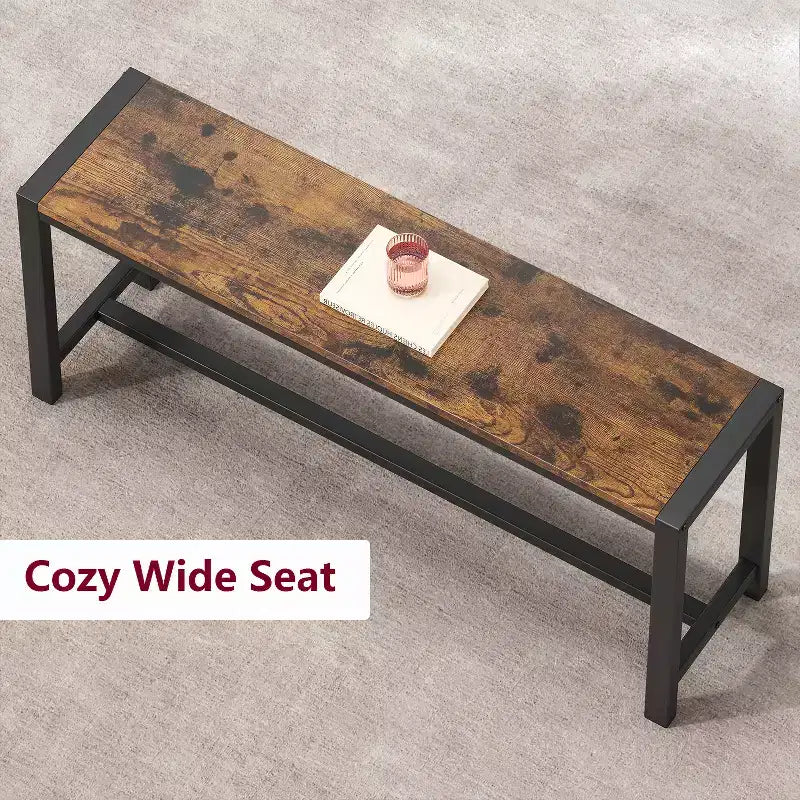 Set tavolo da pranzo per 4, tavolo da cucina con 2 panche in metallo e legno, set tavolo da pranzo rettangolare per spazi piccoli, appartamenti, monolocali