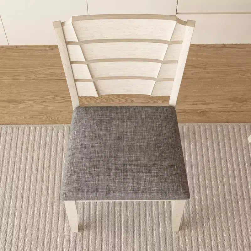 Set da tavolo da pranzo VECELO da 7 pezzi in stile rustico per 6 persone, tavolo in legno di caucciù con 6 sedie da pranzo imbottite, grigio