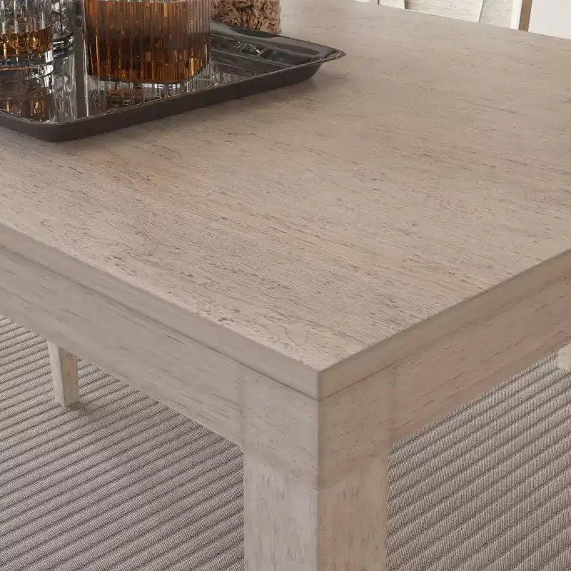 Set da tavolo da pranzo VECELO da 7 pezzi in stile rustico per 6 persone, tavolo in legno di caucciù con 6 sedie da pranzo imbottite, grigio