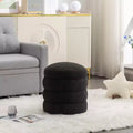Soft Boucle Round Ottoman Footrest Stool,Black
