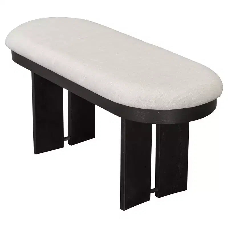 Set tavolo da pranzo Whisen 6 pezzi in legno massello con panca e sedie imbottite per cucina o sala da pranzo, stile moderno rustico, disponibile in 2 colori classici