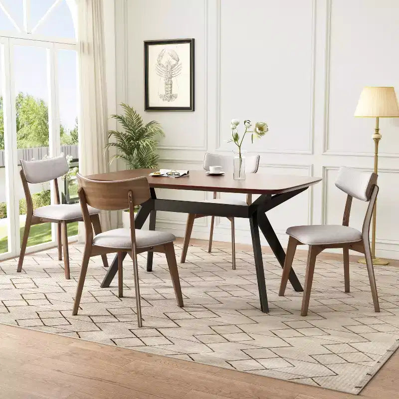 Christopher Knight Home Lara Set da pranzo imbottito in gomma con 5 pezzi, stile moderno del Mid-Century
