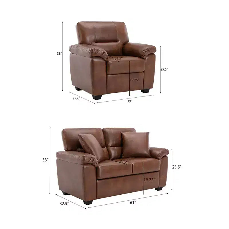 Faux Leather Loveseat and Chair,Ultimate Comfort Couch for Living Room,Lounge Room-Morden Fort