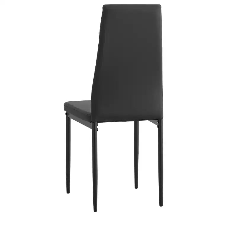 Set da pranzo da 5/7 pezzi con sedie in PU e tavolo da pranzo in vetro temperato, nero-ModernLuxe