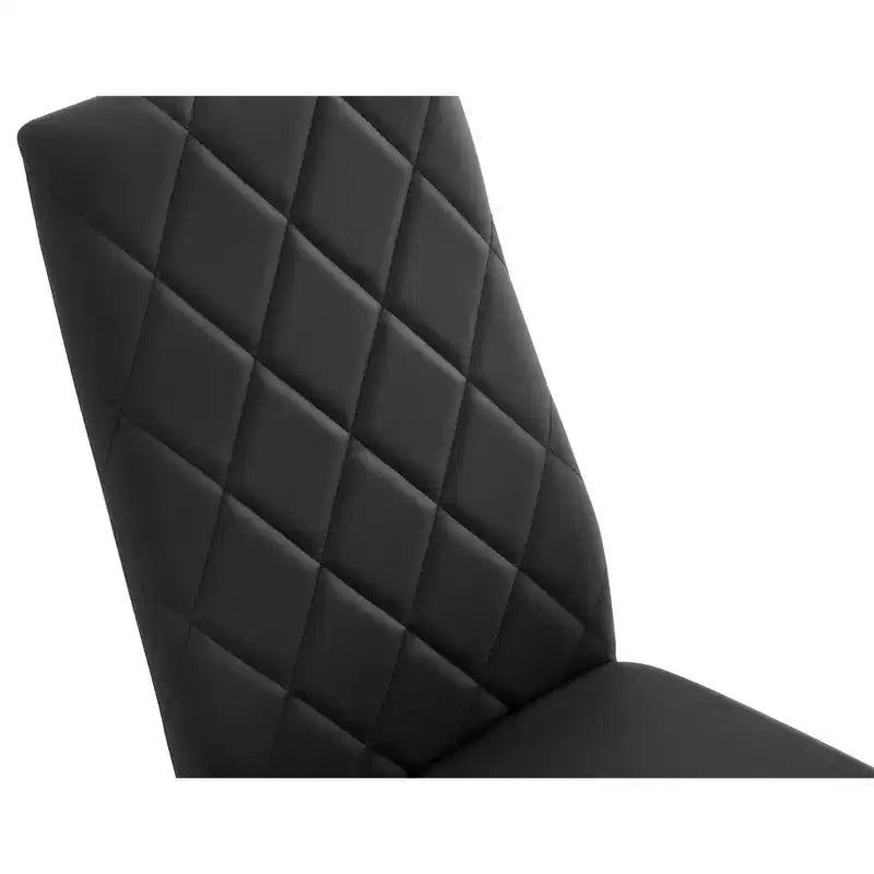 Set da pranzo da 5/7 pezzi con sedie in PU e tavolo da pranzo in vetro temperato, nero-ModernLuxe