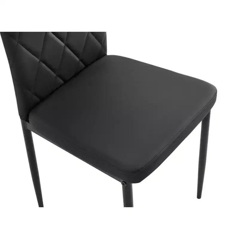 Set da pranzo da 5/7 pezzi con sedie in PU e tavolo da pranzo in vetro temperato, nero-ModernLuxe