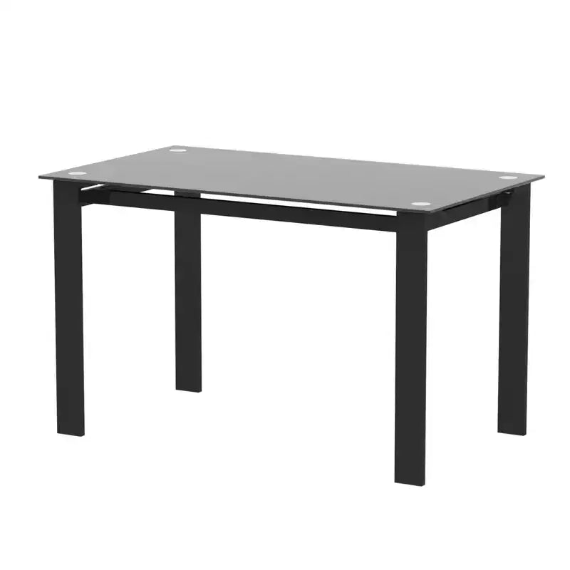 Set da pranzo da 5/7 pezzi con sedie in PU e tavolo da pranzo in vetro temperato, nero-ModernLuxe