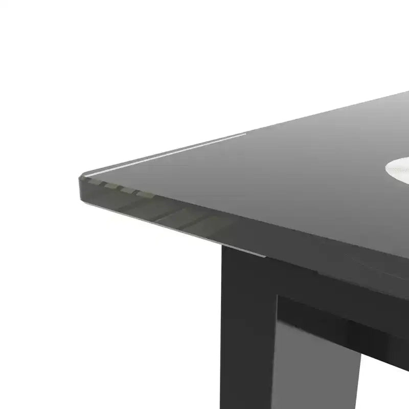 Set da pranzo da 5/7 pezzi con sedie in PU e tavolo da pranzo in vetro temperato, nero-ModernLuxe
