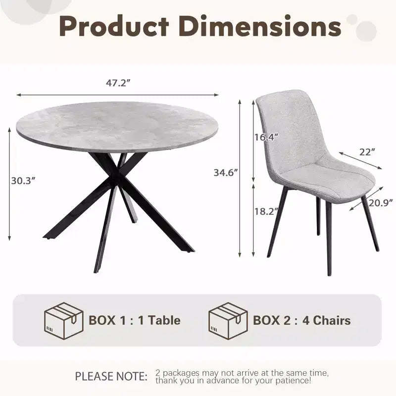 Set da tavolo da pranzo rotondo EROMMY 47.2, tavolo da cucina moderno con 4 sedie