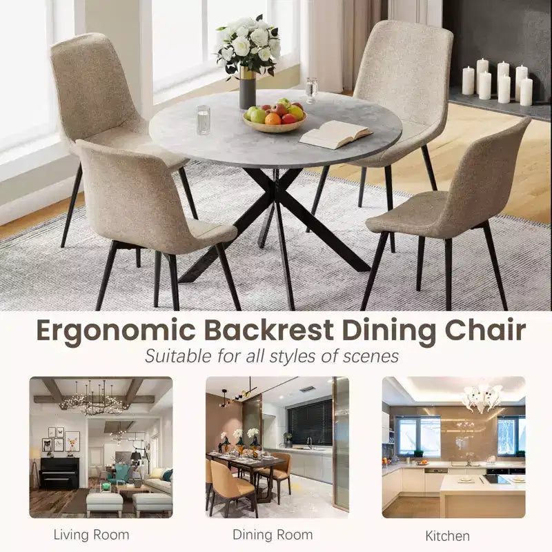 Set da tavolo da pranzo rotondo EROMMY 47.2, tavolo da cucina moderno con 4 sedie