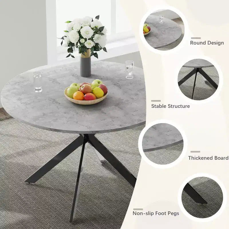 Set da tavolo da pranzo rotondo EROMMY 47.2, tavolo da cucina moderno con 4 sedie