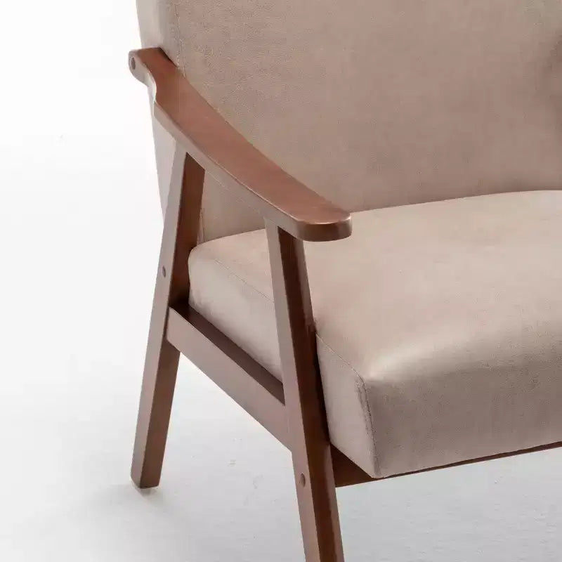 Okak Sedie d'accento per camera da letto, Sedia moderna di metà secolo, Telaio in legno massello, Sedia d'accento con schienale extra spesso, Sedia a pozzetto, Sala lettura