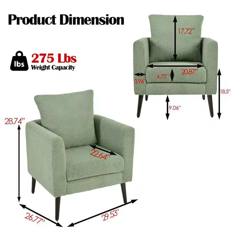 Okak Poltrone Accent per Camera da Letto, Poltrona Imbottita Moderna, Poltrona Lounge in Tessuto Mid-Century, Comoda Poltrona da Lettura con Gambe in Legno
