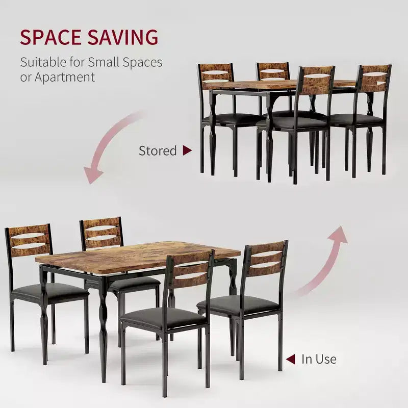 Set tavolo da pranzo da 5 pezzi, set tavolo da pranzo e sedie in stile industriale per 4 persone