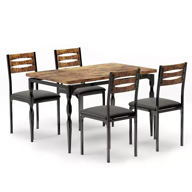 Set tavolo da pranzo da 5 pezzi, set tavolo da pranzo e sedie in stile industriale per 4 persone
