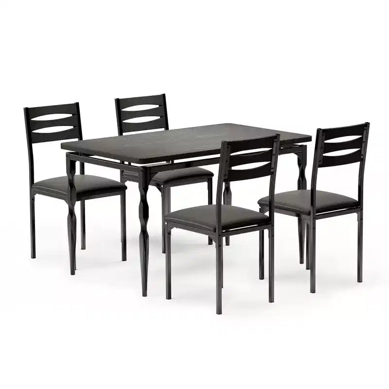Set tavolo da pranzo da 5 pezzi, set tavolo da pranzo e sedie in stile industriale per 4 persone