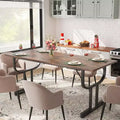 71 Inch Large Rectangular Dining Table for 4-6 People, Iron Wine Glass Legs, Elegant Contemporary Design, Dining Room Furniture for Apartments