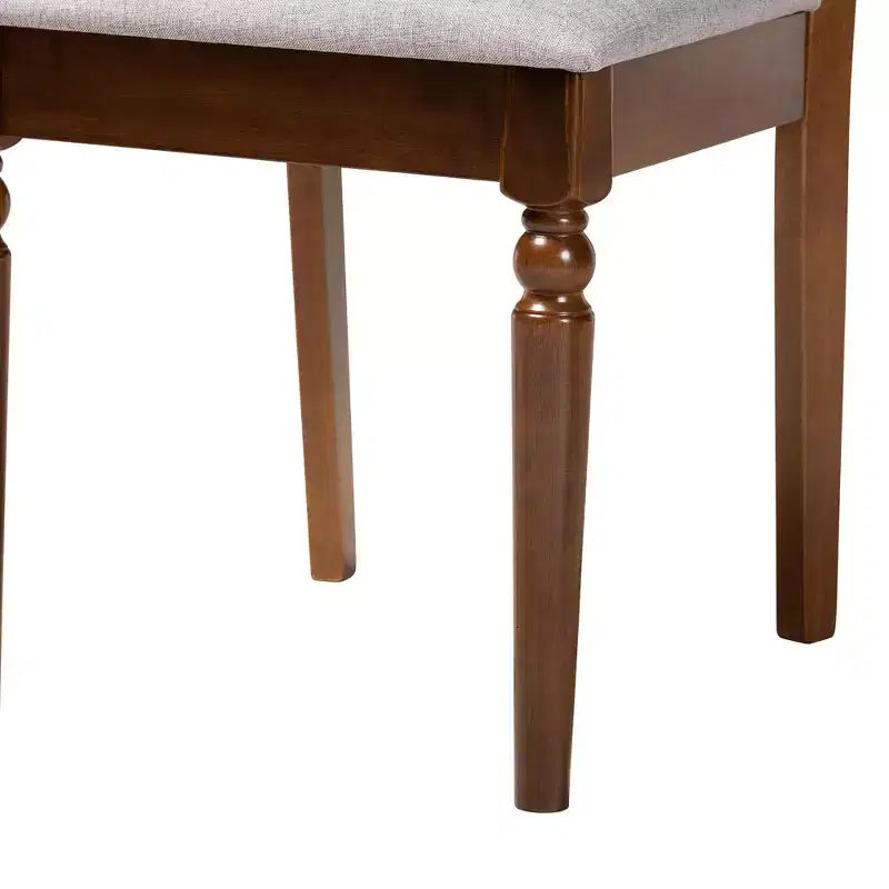 Set da pranzo da 5 pezzi Baxton Studio Renaud moderno in legno grigio e marrone noce