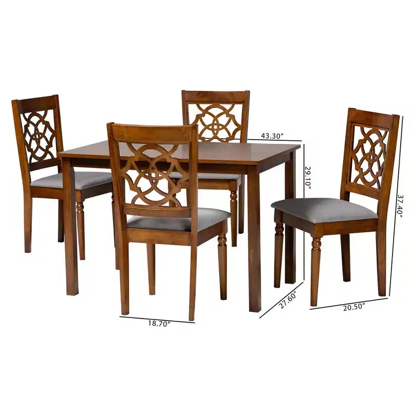 Set da pranzo da 5 pezzi Baxton Studio Renaud moderno in legno grigio e marrone noce