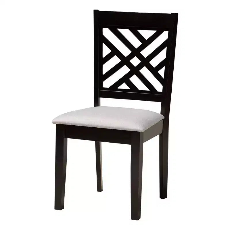 Set da pranzo 5 pezzi Baxton Studio Elise moderno in tessuto grigio e legno rifinito marrone scuro