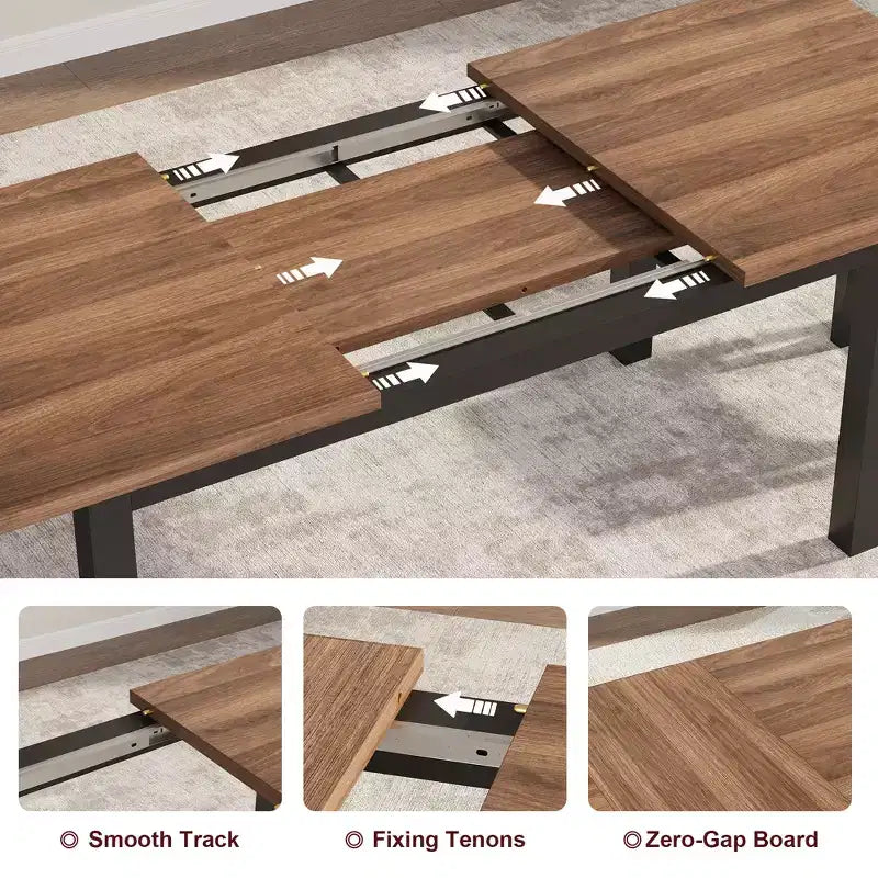 Set da Pranzo di 5 Pezzi per 4-6 Persone, Grande Tavolo da Pranzo Estensibile da 160 cm con Panche e Sgabelli