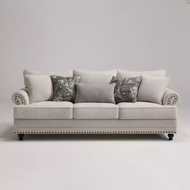 Piece Living Room Set, Modern Farmhouse Chenille Sofa and Loveseat with Nailhead Trim, Floral Accent Chair