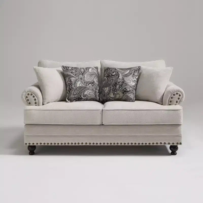 Piece Living Room Set, Modern Farmhouse Chenille Sofa and Loveseat with Nailhead Trim, Floral Accent Chair