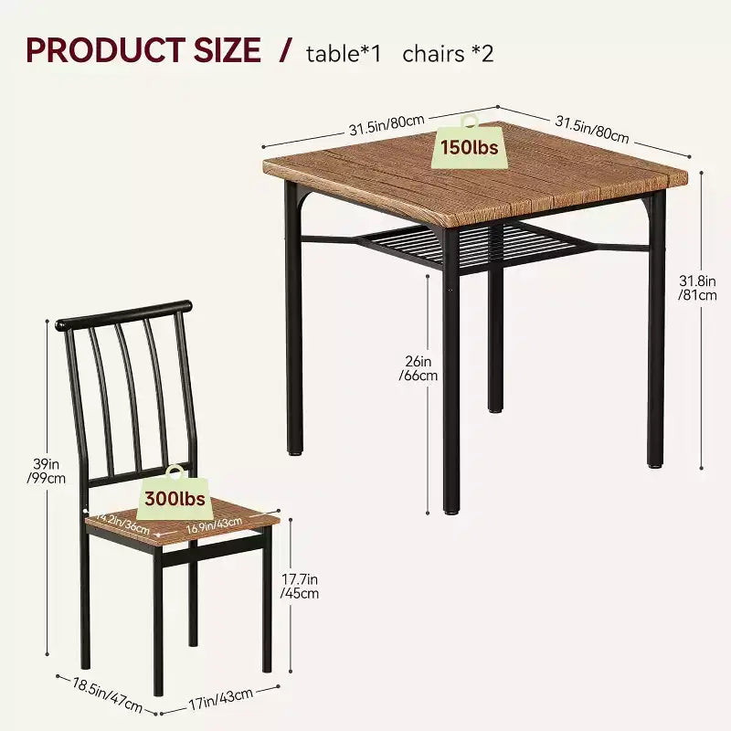 Set da 2 Tavoli da Pranzo Quadrati Moderni da Interno con Design Salvaspazio, in MDF e Acciaio Inossidabile