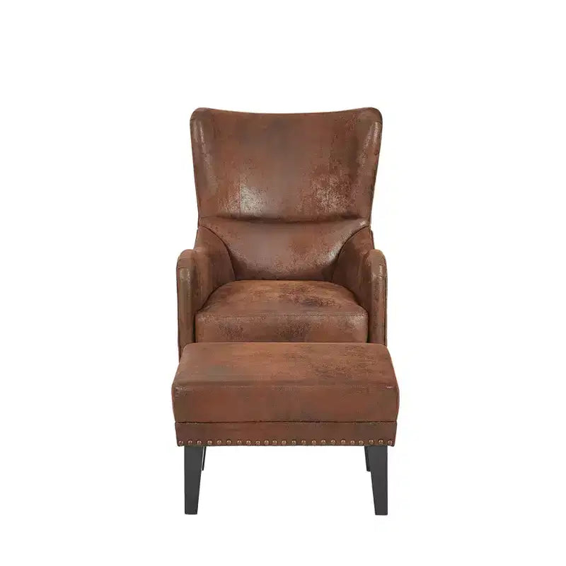 Christopher Knight Home Morgan vintage loungestoel met hoge rugleuning en verweerde afwerking, met voetenbank