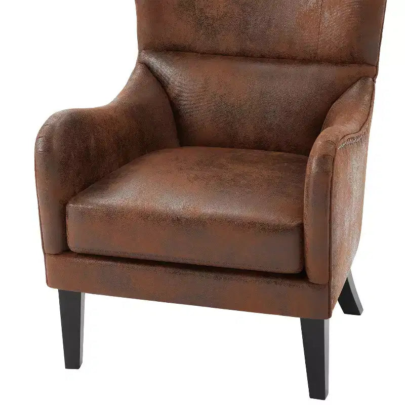 Christopher Knight Home Morgan vintage loungestoel met hoge rugleuning en verweerde afwerking, met voetenbank