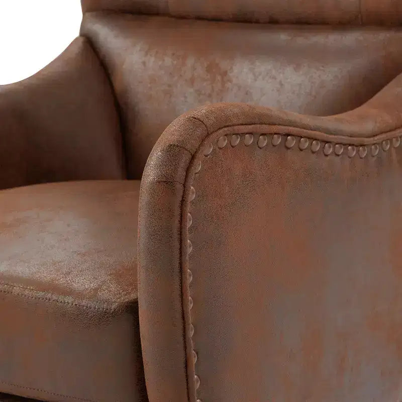 Christopher Knight Home Morgan vintage loungestoel met hoge rugleuning en verweerde afwerking, met voetenbank