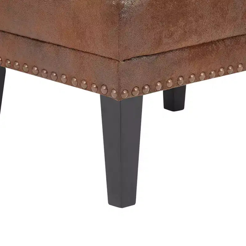 Christopher Knight Home Morgan vintage loungestoel met hoge rugleuning en verweerde afwerking, met voetenbank